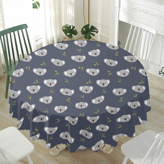 Koala Bear Pattern Print Waterproof Round Tablecloth