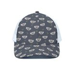 Koala Bear Pattern Print White Mesh Trucker Cap