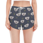 Koala Bear Pattern Print Women's Split Running Shorts