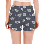 Koala Bear Pattern Print Women's Split Running Shorts