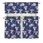 Koala Forest Pattern Print 3 Piece Kitchen Curtains