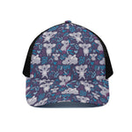 Koala Forest Pattern Print Black Mesh Trucker Cap