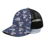 Koala Forest Pattern Print Black Mesh Trucker Cap