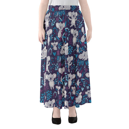Koala Forest Pattern Print Chiffon Maxi Skirt