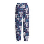 Koala Forest Pattern Print Fleece Lined Knit Pants