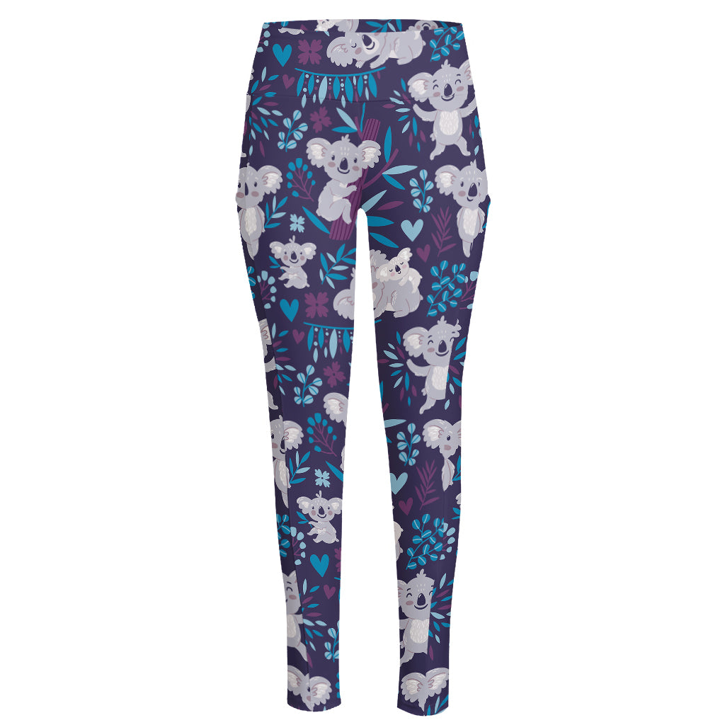 Koala Forest Pattern Print High-Waisted Pocket Leggings