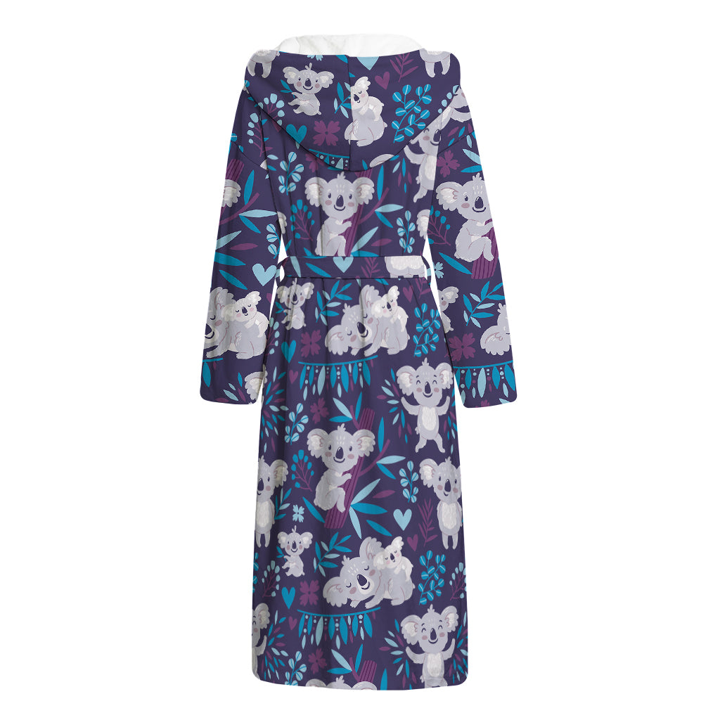 Koala Forest Pattern Print Hooded Bathrobe