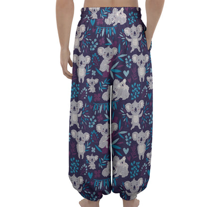 Koala Forest Pattern Print Lantern Pants