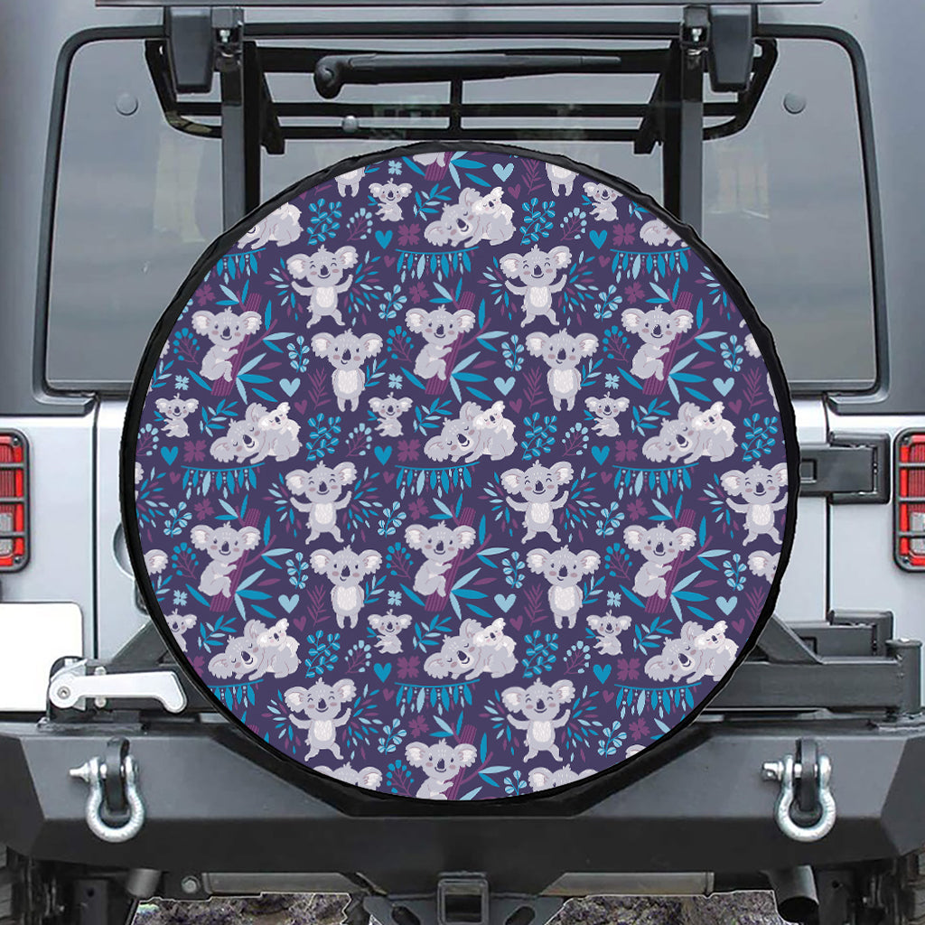 Koala Forest Pattern Print Leather Spare Tire Cover