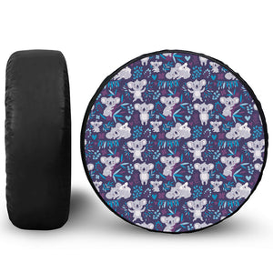 Koala Forest Pattern Print Leather Spare Tire Cover