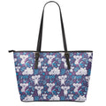Koala Forest Pattern Print Leather Tote Bag With Zipper