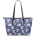 Koala Forest Pattern Print Leather Tote Bag
