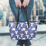 Koala Forest Pattern Print Leather Tote Bag
