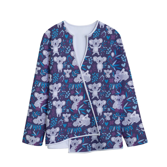 Koala Forest Pattern Print Long Sleeve Short Coat