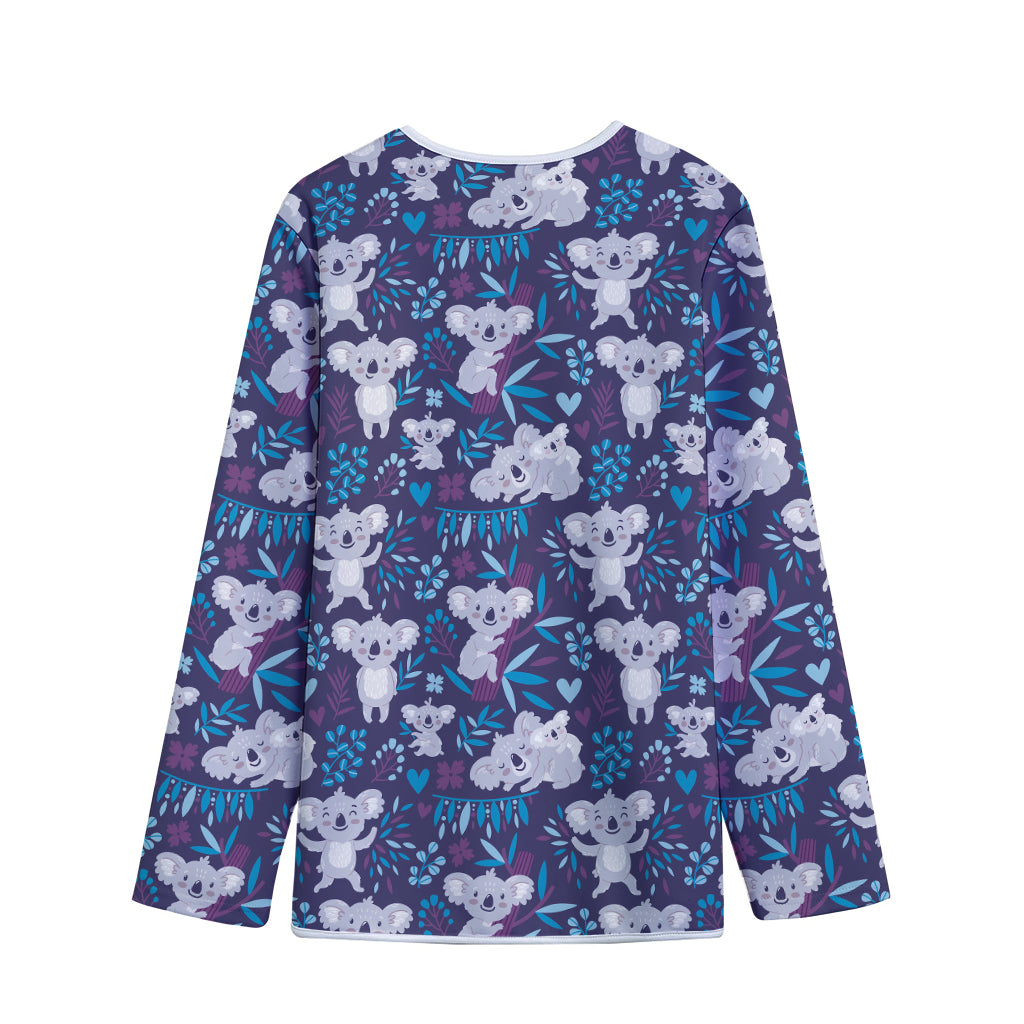 Koala Forest Pattern Print Long Sleeve Short Coat