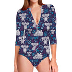 Koala Forest Pattern Print Long Sleeve Swimsuit