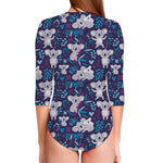 Koala Forest Pattern Print Long Sleeve Swimsuit