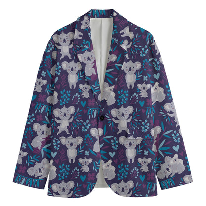 Koala Forest Pattern Print Men's Cotton Blazer