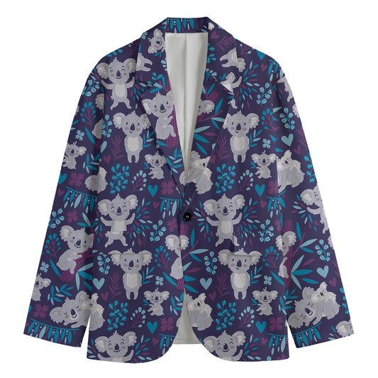 Koala Forest Pattern Print Men's Cotton Blazer