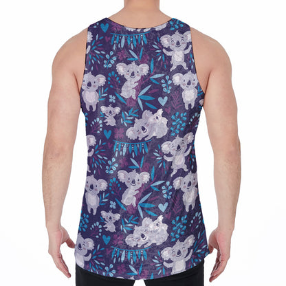 Koala Forest Pattern Print Men's Velvet Tank Top