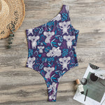 Koala Forest Pattern Print One Shoulder Bodysuit
