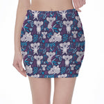 Koala Forest Pattern Print Pencil Mini Skirt