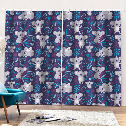 Koala Forest Pattern Print Pencil Pleat Curtains