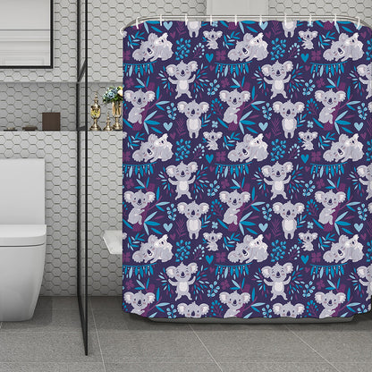 Koala Forest Pattern Print Polyester Shower Curtain