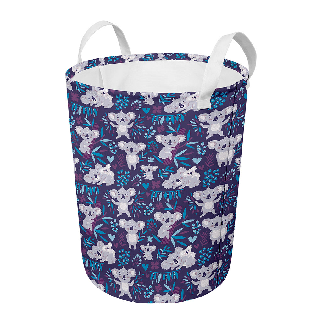 Koala Forest Pattern Print Round Laundry Basket
