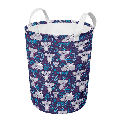 Koala Forest Pattern Print Round Laundry Basket