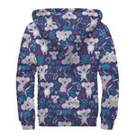 Koala Forest Pattern Print Sherpa Lined Zip Up Hoodie