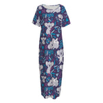 Koala Forest Pattern Print Short Sleeve Long Nightdress