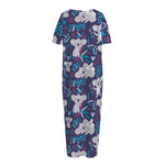 Koala Forest Pattern Print Short Sleeve Long Nightdress