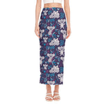 Koala Forest Pattern Print Side Slit Maxi Skirt