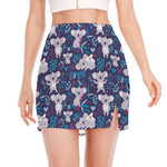 Koala Forest Pattern Print Side Slit Mini Skirt