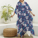 Koala Forest Pattern Print Silk V-Neck Kaftan Dress