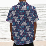 Koala Forest Pattern Print Textured Short Sleeve Shirt
