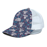 Koala Forest Pattern Print White Mesh Trucker Cap
