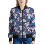 Koala Forest Pattern Print Women's Bomber Jacket