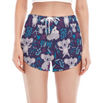 Koala Forest Pattern Print Women's Split Running Shorts