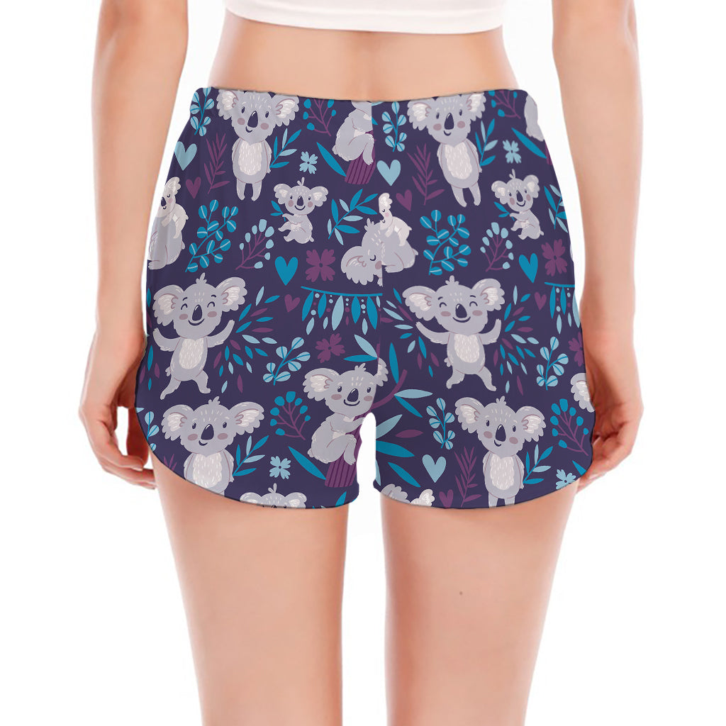 Koala Forest Pattern Print Women's Split Running Shorts