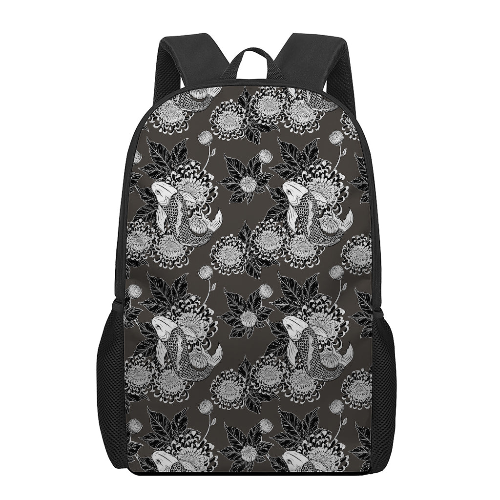 Koi Carp And Chrysanthemum Pattern Print 17 Inch Backpack