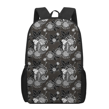 Koi Carp And Chrysanthemum Pattern Print 17 Inch Backpack
