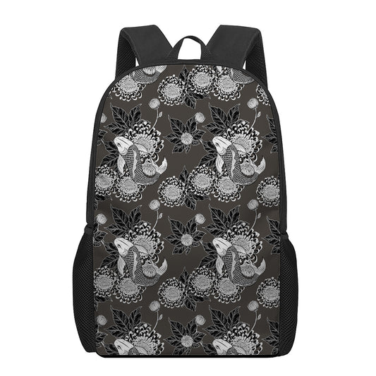 Koi Carp And Chrysanthemum Pattern Print 17 Inch Backpack
