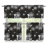 Koi Carp And Chrysanthemum Pattern Print 3 Piece Kitchen Curtains