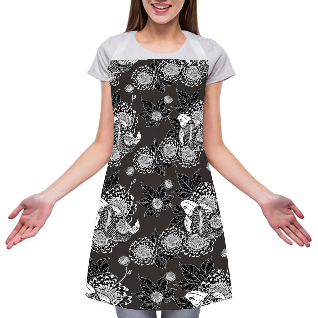 Koi Carp And Chrysanthemum Pattern Print Adjustable Apron