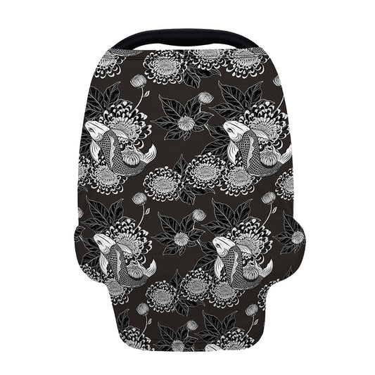 Koi Carp And Chrysanthemum Pattern Print Baby Seat Cover