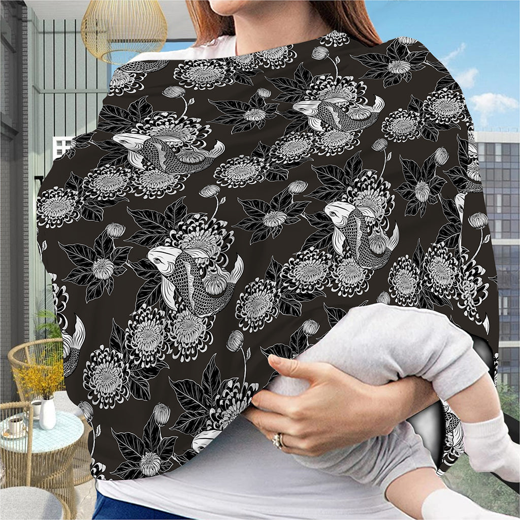 Koi Carp And Chrysanthemum Pattern Print Baby Seat Cover