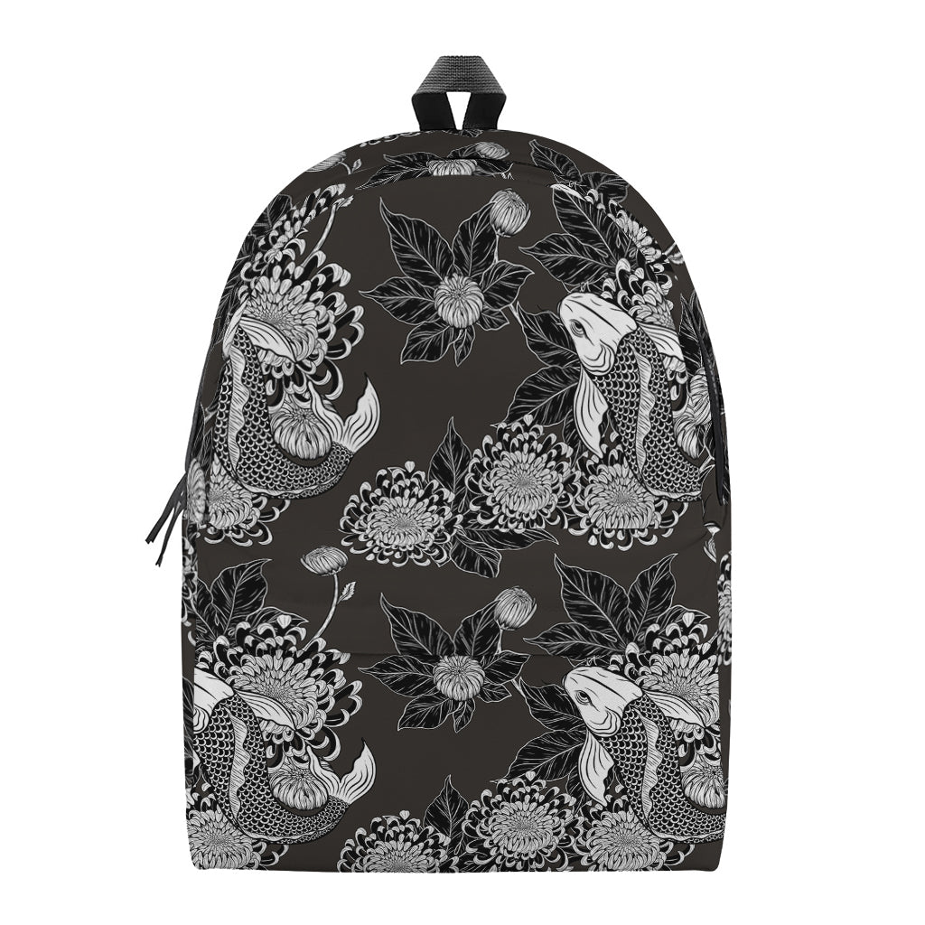 Koi Carp And Chrysanthemum Pattern Print Backpack