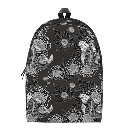 Koi Carp And Chrysanthemum Pattern Print Backpack